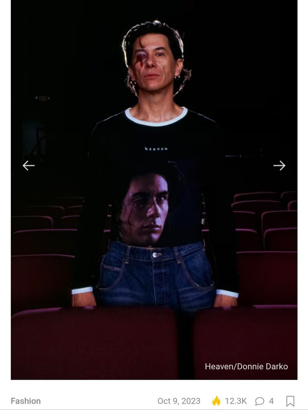 Marc Jacobs X  Donnie Darko Frank The Rabbit black long-sleeve crop top Sz M